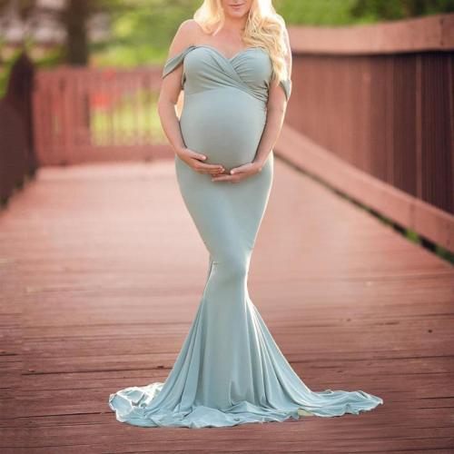 Maternity Cold Shoulder Floor-Length Dress