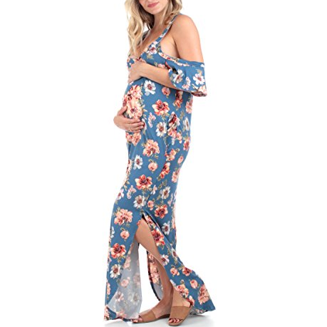 Maternity Cold Shoulder Dress With Pockets