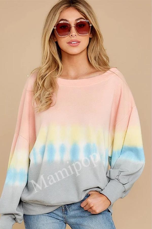 Women's Round Neck tie-dyed Maternity Blouse