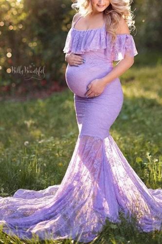 Materinity Short Sleeve Lace Dress