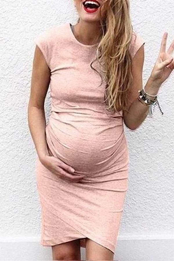 Maternity Solid Color Sleeveless Comfy Dress
