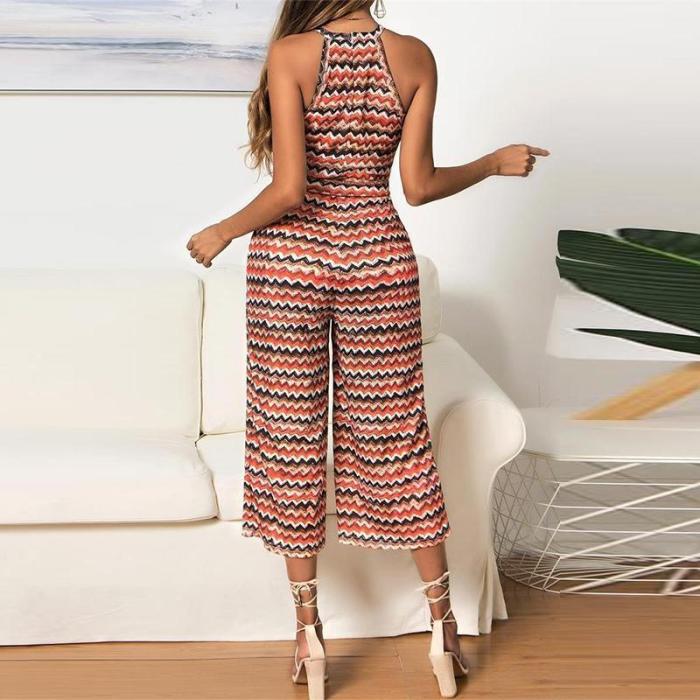 Maternity Casual Round Neck Sleeveless Printed Colour Jumpsuit