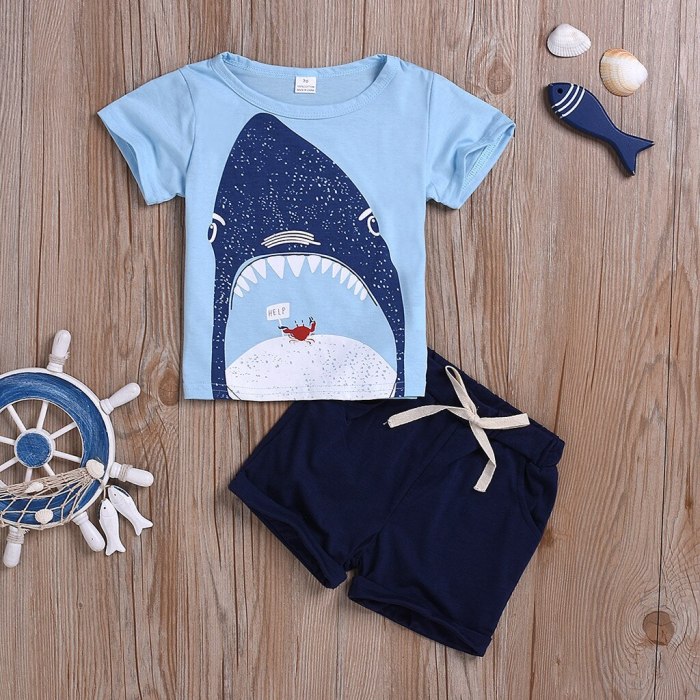 Cute Toddler Kids Baby Boys Pajamas Cartoon T Shirt Tops Short 2PC Outfits