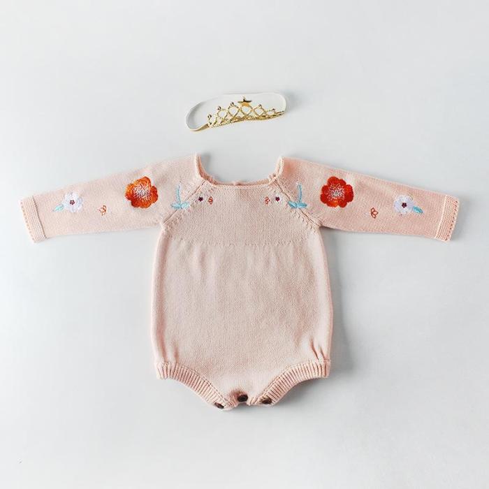 2020 New Baby Embroidered Sweater Knitting Wool One Piece Suit