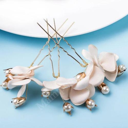 White Flower Bridal Hair Pins Pearl Hair Sticks Wedding Hair Accessories