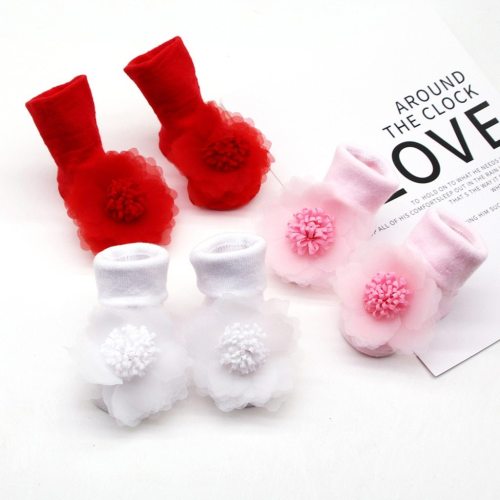 Baby Infant Socks Flower Gauze Toddler Kid Baby Girls Socks Stockings Net Yarn Non-slip Socks