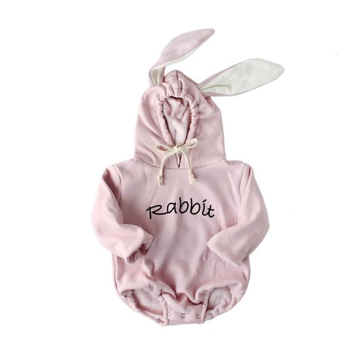 Winter Baby Rabbit Ears Baby Newborn Clothes Hooded Jumpsuit