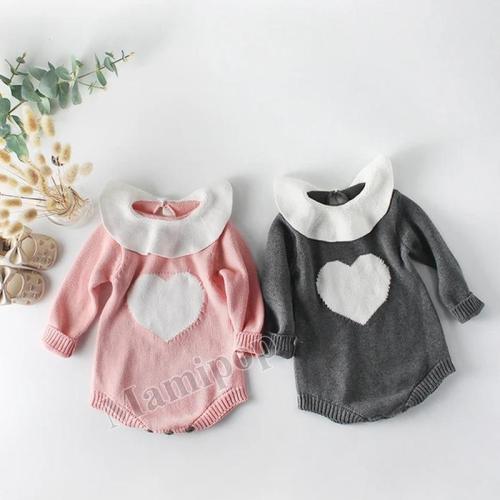 2020 New baby collar Love Pattern knitted Sweater