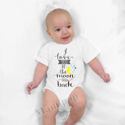 Love you to the Moon and Letter Printing Soft Short Sleeve