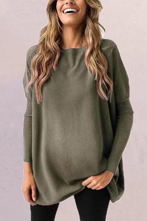 Maternity Pure Color Long Sleeve Sweater