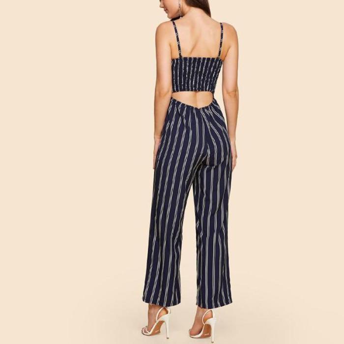 Maternity Strap Striped Casual Jumpsuit