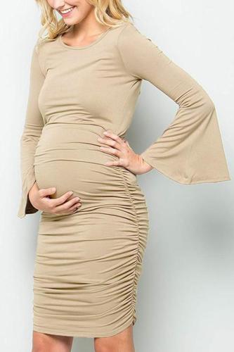 Maternity Long Bell Sleeve Comfy Dress