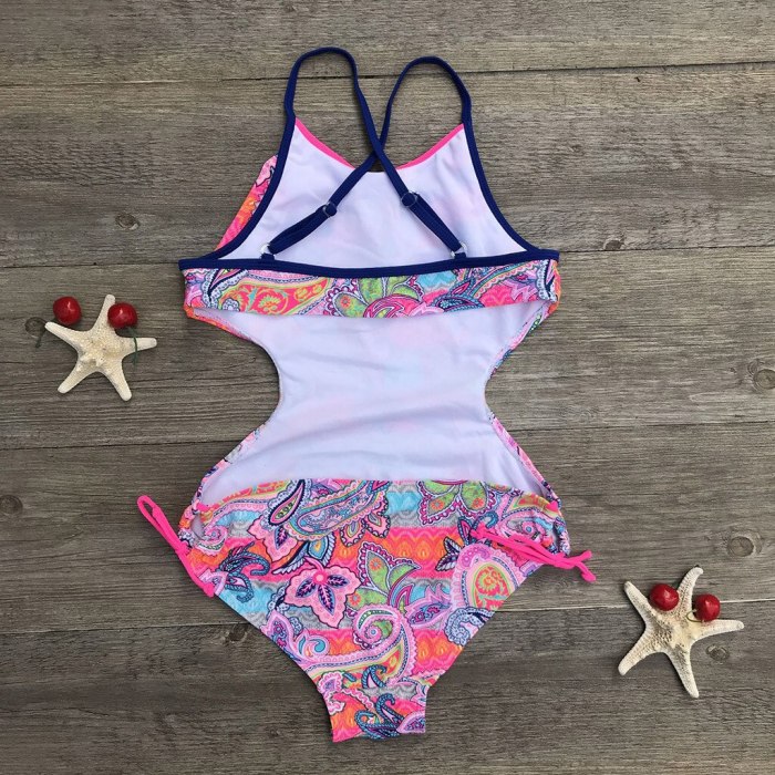 Fashion summer Girls  Print Africa Style One-piece Swimsuit