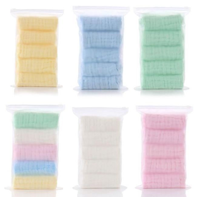5pcs/lot Baby Handkerchief Square Baby Face Towel 30x30cm Muslin Cotton Infant Face Towel