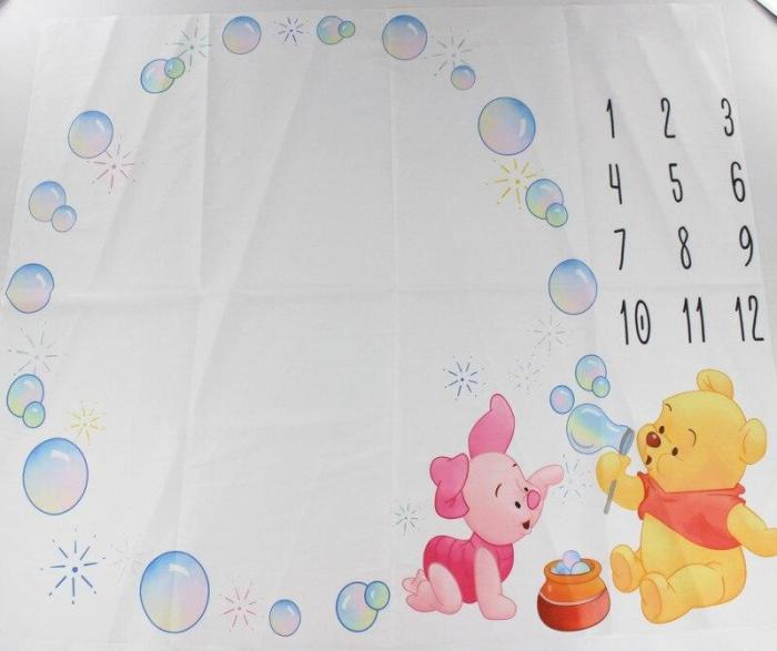 100x110cm Baby Milestone Blanket Floral Bubble bear Photography Props Growth Monthly Number Backdrop Cloth Infant