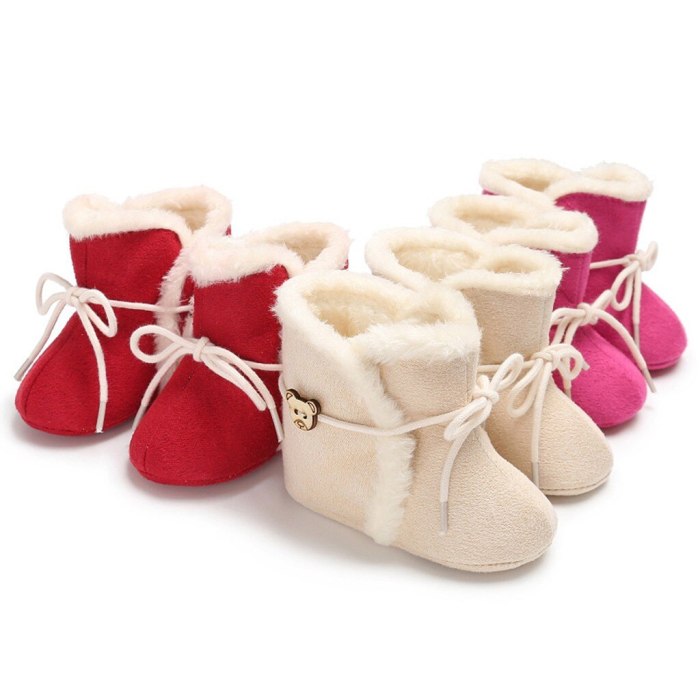 Fashion baby girl shoes winter Tie Toddler Kid Baby Girls Cute Toddler First Walk Winter Warm Shoes