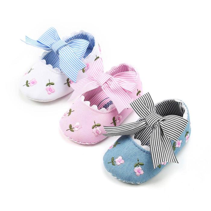 Pudcoco Girl Cribe Shoes Baby Newborn Toddler Girl Crib Shoes Pram Soft Sole Cotton Anti-slip Sneakers