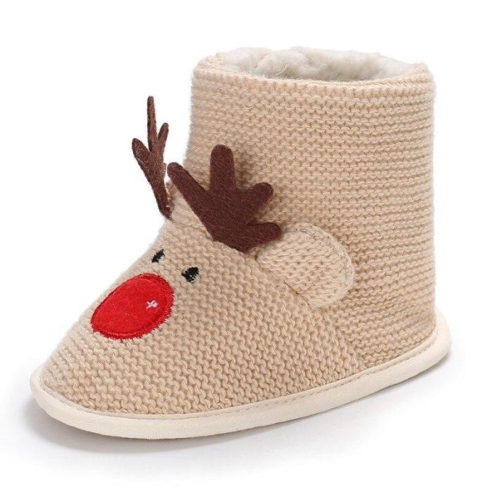 Christmas Deer Winter Baby  Lovely Warm Shoes First Walkers Baby Boy Shoes Knit Boots