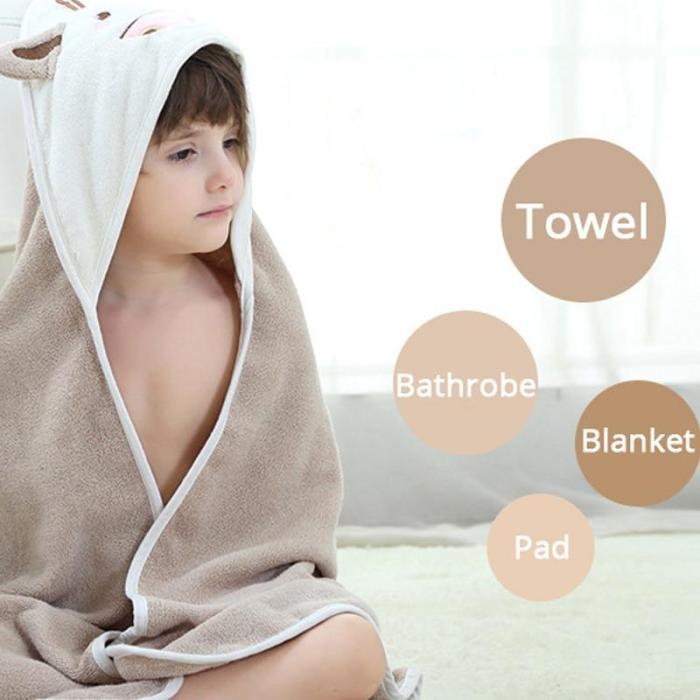 Bathrobe Pure Cotton Kids Cloak Bath  Fleece Hooded Blanket Newborn Baby Hooded Towel