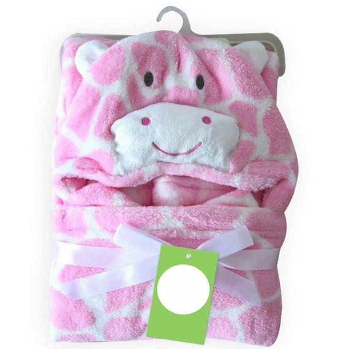 Soft Cartoon Hooded Baby Bathrobe Cute Animal Babies Blanket Square Hooded Bath Wrap Swaddle Newborn Bathrobe Cloak Baby Towel