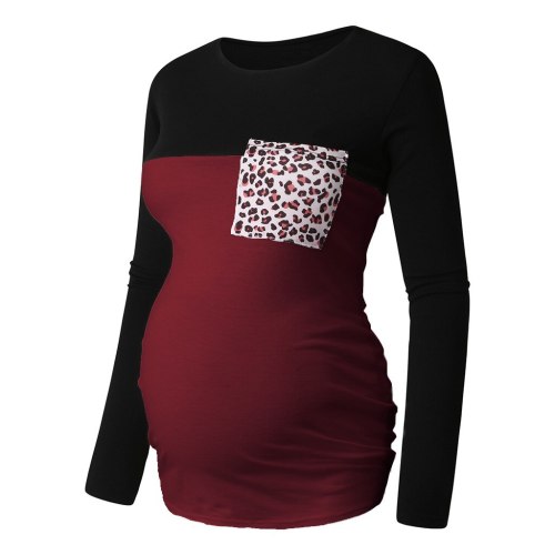 Pregnancy Toy Women Maternity Long Sleeve Patchwork Color Shirt Tops