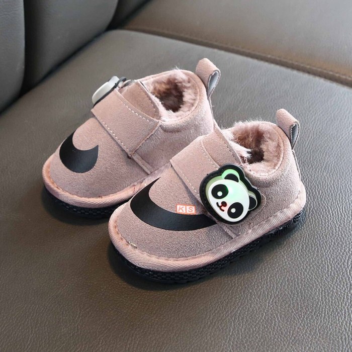 Fashion baby Children snow shoes winter plus velvet warm shoes cartoon LED light children cotton baby girl shoes#guahao