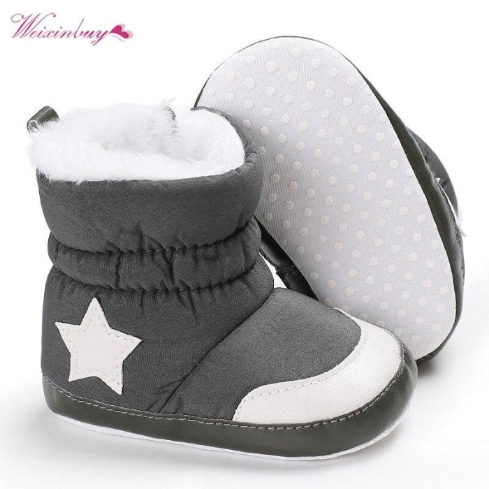 Winter Newborn Baby Boots Unisex Kids Shoes Crib Bebe Infant Toddler Five Star Pattern Snowfield Snow Boots Booty 0-18M