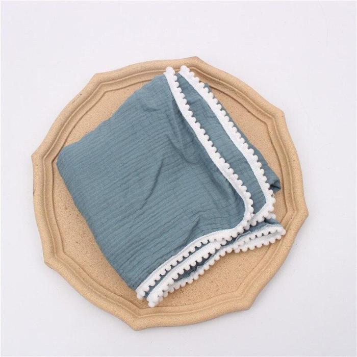 Cotton Pom pom Tassel Baby Swaddle Wraps Infant Stroller Cover Muslin Swaddle Blankets Newborn Blanket Bath Gauze Towel