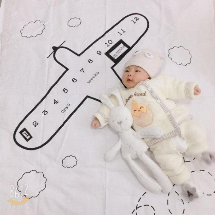 Newborn Baby Milestone Blanket Photography Props Background Cloth Airplane Printed Infant Camera Blanket