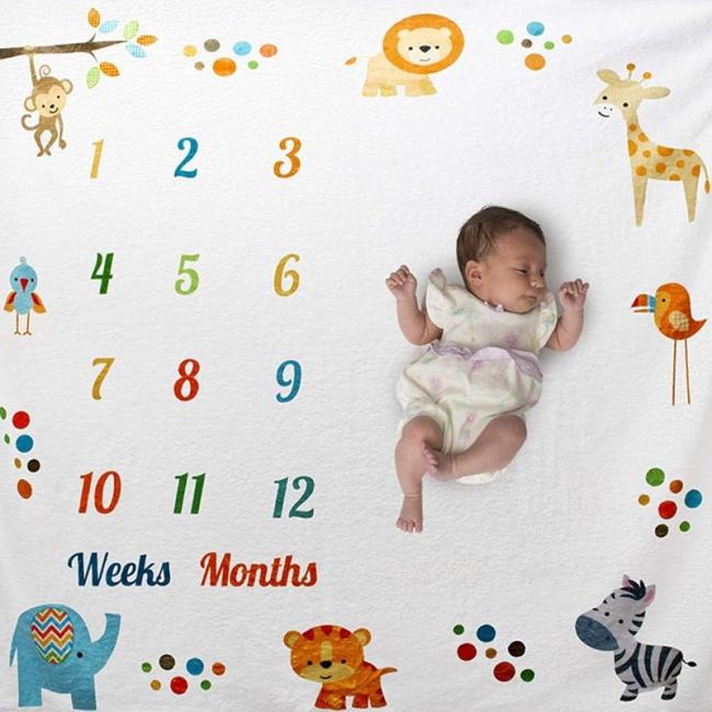 Baby Milestone Blanket Infant Animal Lion Background Cloth Photography Props Gift
