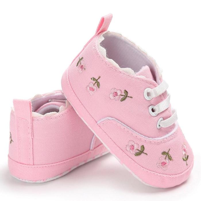 Fashion Newborn Infant Baby Girls Floral Cotton Crib Shoes Soft Sole Anti-slip Sneakers