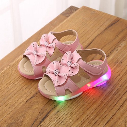 Fashion Children Baby Girls Sneakers Bowknot Led Light Luminous Sport Sandals Sneaker Shoes Baby Girl Shoes