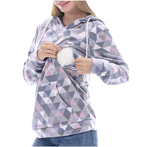 Fashion maternity clothes Long Sleeve Hooded Nursing Tops breastfeeding clothes Pullover Sweatshirt