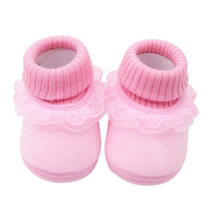 booties baby Newborn fashion baby girl warm woolen yarn booties with flower toddler girls high boots prewalker