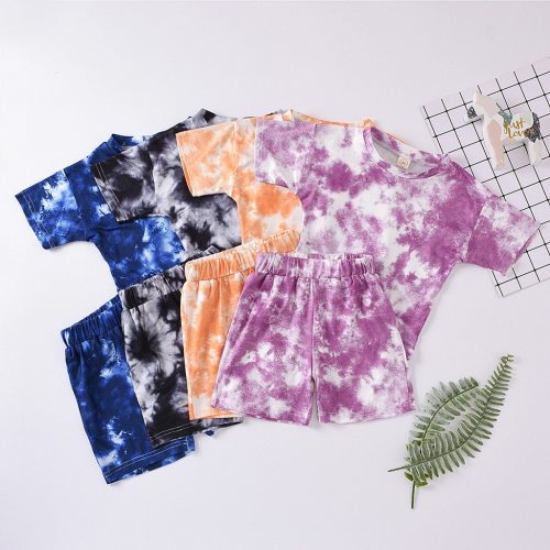 Toddler Baby Kids Girls Boys Tie-dye Set T-shirt Tops Pants Casual Outfits Boutique Kids Clothing