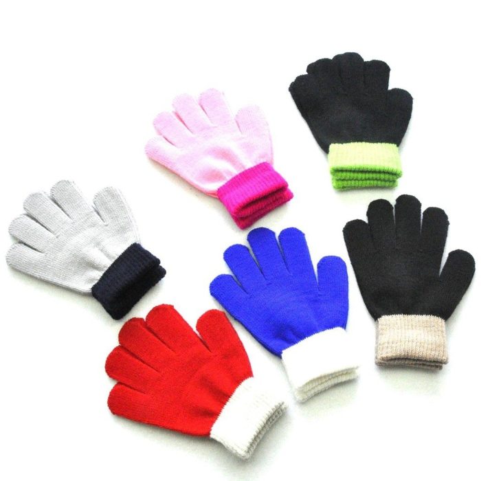 Children Kids Magic Winter Gloves Full Finger Warm Knitted Gloves