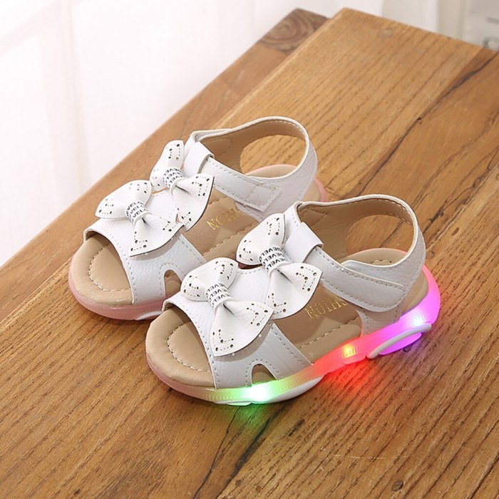 Fashion Children Baby Girls Sneakers Bowknot Led Light Luminous Sport Sandals Sneaker Shoes Baby Girl Shoes