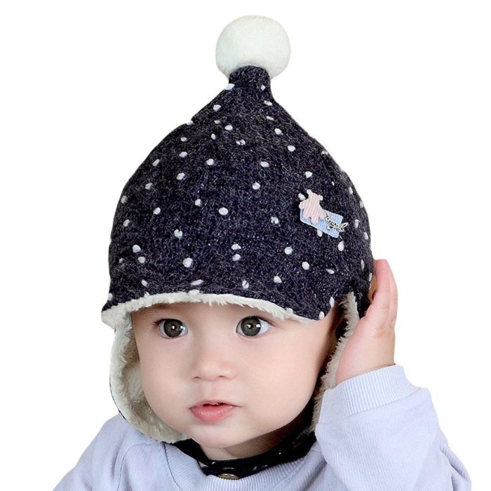 Earmuffs Hat Toddler Kids Girl Boy Baby Infant Winter Warm Cute Hair Ball Hat
