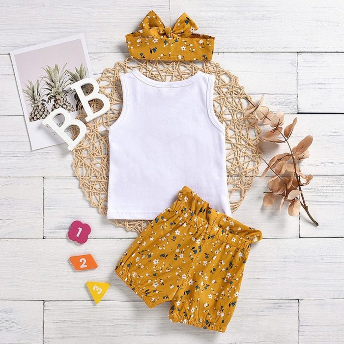 2020 Summer Kids Clothes Fashion Infant Newborn Baby Girls Casual Floral Vest Tops Shorts Pants Casual Outfits Set
