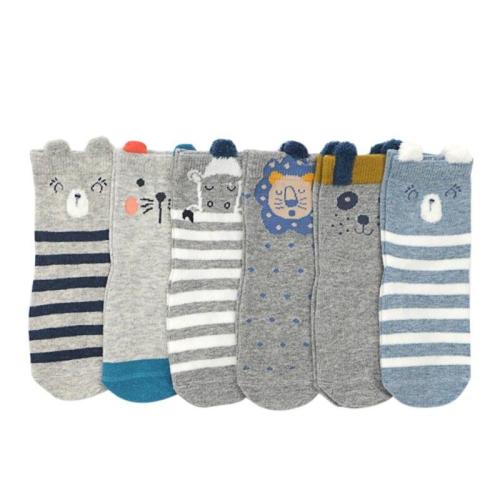 6 Pair/Set Autumn Newborn Warm Socks Cute Cartoon 100% Cotton Baby Socks No-slip Infant Cotton Soft Socks