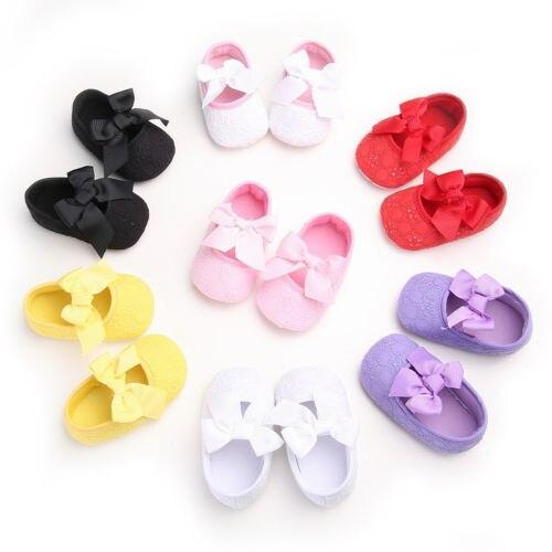 Cute Babys Newborn Toddler Infant Kids Lace Bowknot Anti-Slip Shoes Soft Bottom Shoes Princess Cribe Shoes