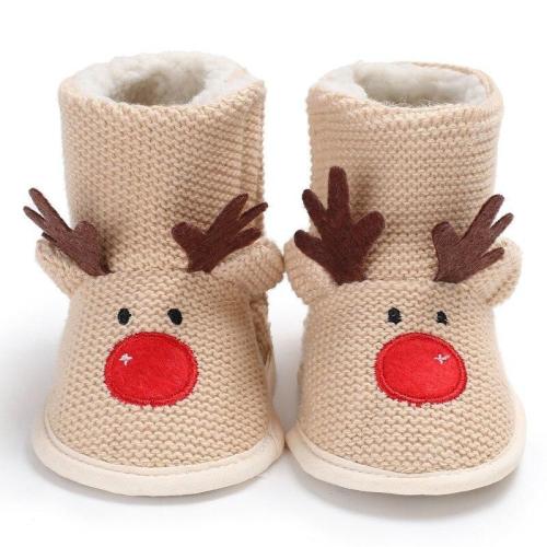 Christmas Deer Winter Baby  Lovely Warm Shoes First Walkers Baby Boy Shoes Knit Boots