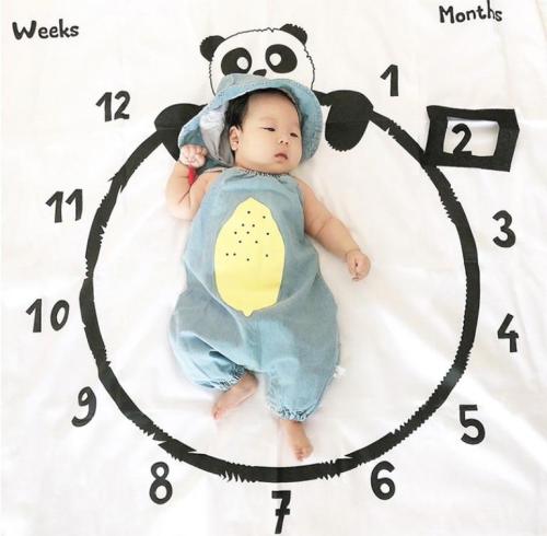 Milestone Blanket Panda Print Photography Week Monthly Growth Background Shooting Props