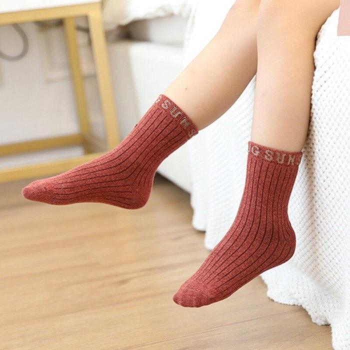 5pairs/Set Kids Socks Cotton Causal Short Socks Solid Children Sock For Girl Boy Children 1-8Y