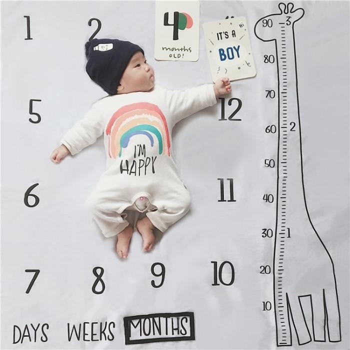 Baby Milestone Blanket Giraffe Print Photography Monthly Background Cloth 100CM Boys Girls Kids Camera Photo Props