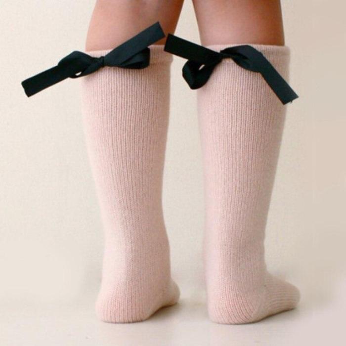 Baby Half Bow Socks Baby Knee Pads High Long Soft Cotton Baby Socks For Girls Winter Anti Slip Socks For Newborns