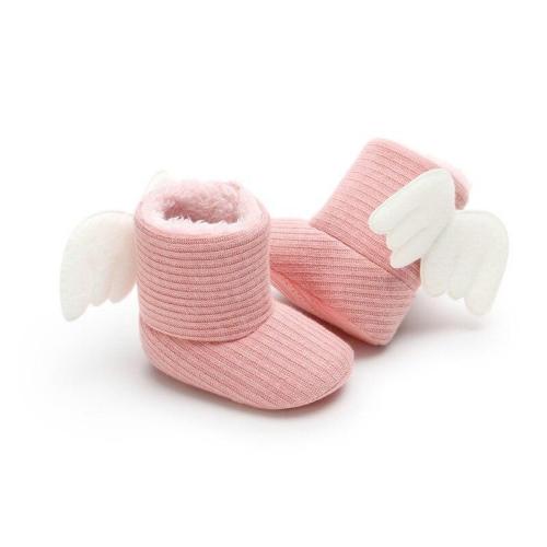 Princess Angel girls wings boots kids plush thicker Crochet cotton shoes Children winter boots Female children baby Snow boots