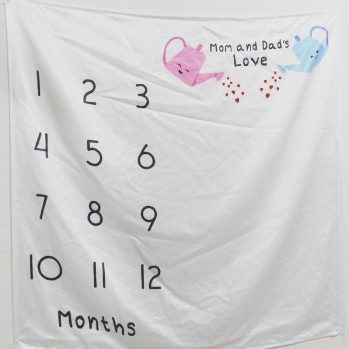 Newborn Baby Milestone Blanket Photography Props Background Cloth Monthly Growth Shooting Photo Bedding Wrap Swaddle 100x100cm