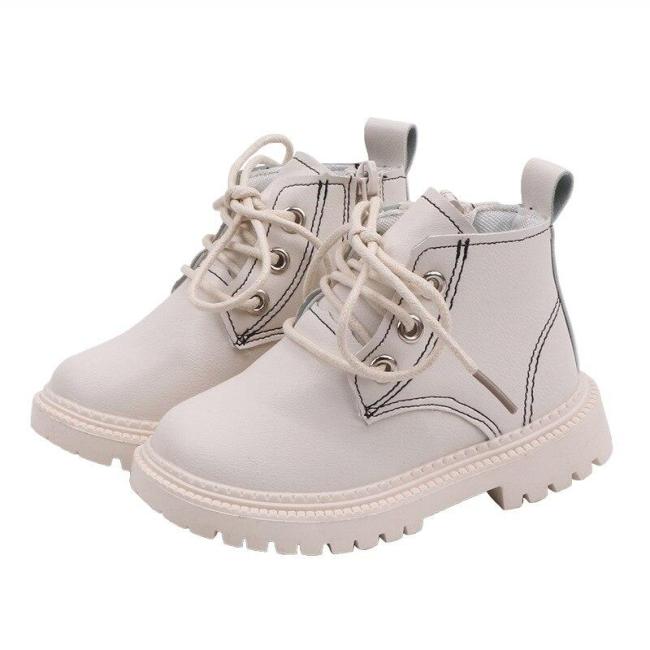 Spring Autumn Children Casual Leather Martins Boots Baby Girls Boys Lace-Up Shoes Walking Shoes for Winter
