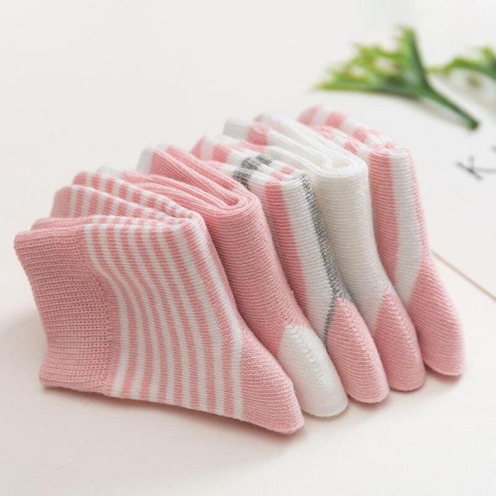5 Pairs/Sets New Boys Girls Cute Cartoon Stripe Pattern Cotton Socks Childrens Kids Novelty Design